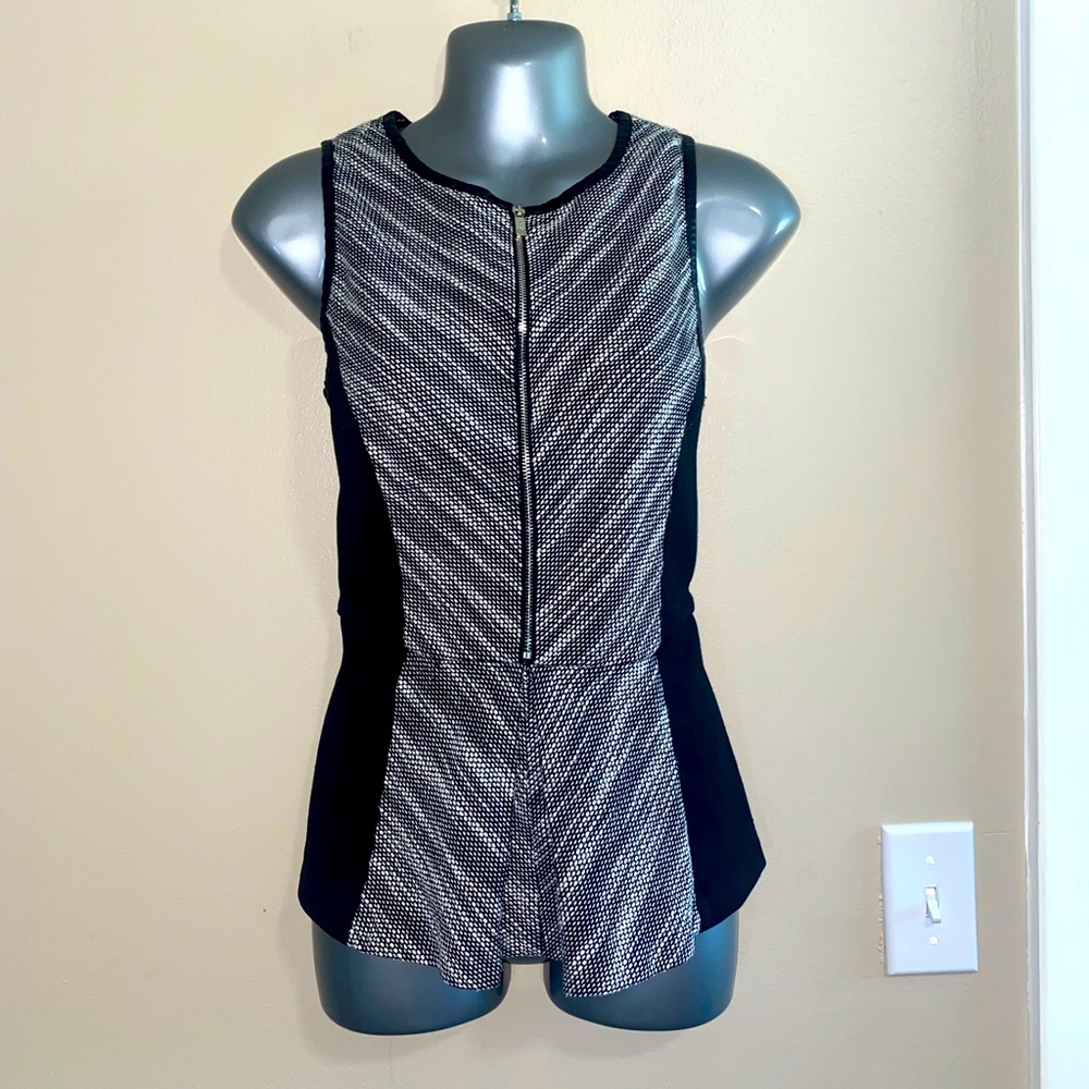 Calvin Klein Faux Leather Lined Peplum Tank Shell Top, size Small
